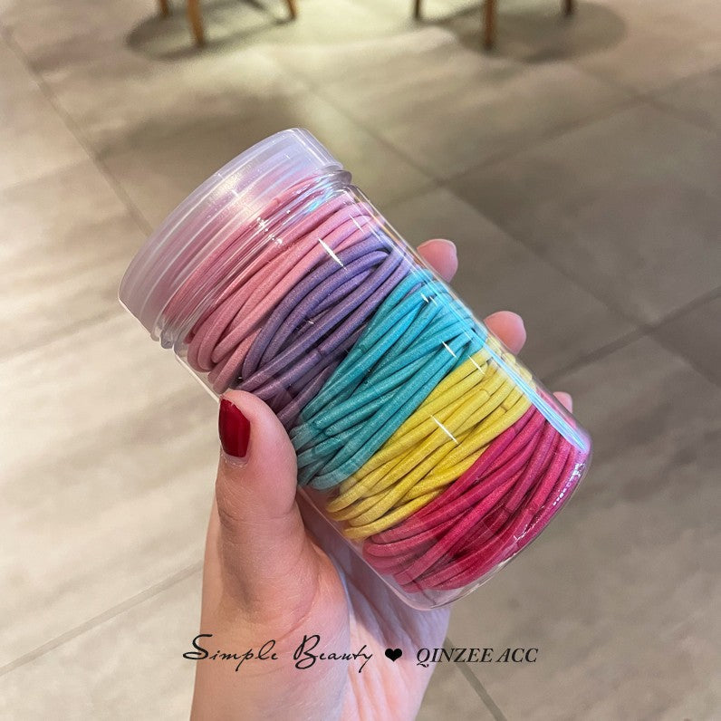 Factory Direct Sales Korean Candy Small Rubber Band High Elastic Leather Case Basic Hair Ring Rubber Band Simple Tie-up Hair Head Rope