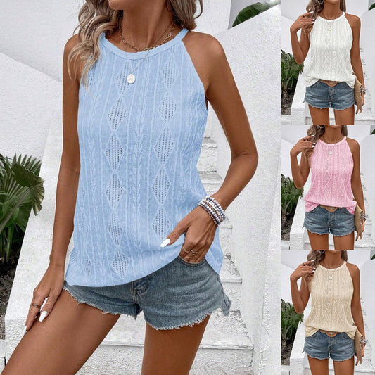 Texture Hollow-out Halter Camisole Vest