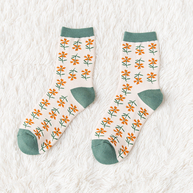 Women's Mid Tube Pure Cotton Fleece Socks