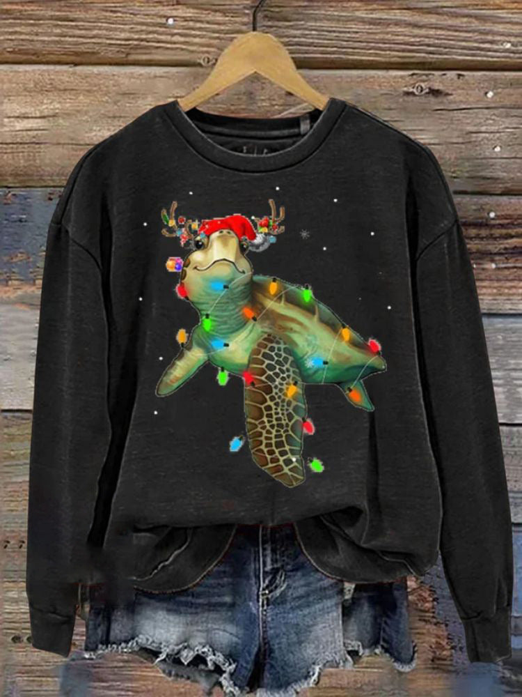 Dametrøje 3D Digital Jule-serie Printet Rundhals Sweatshirt