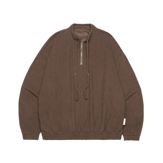 American High Street Half Zipper Drawstring Design Round Neck Sweater