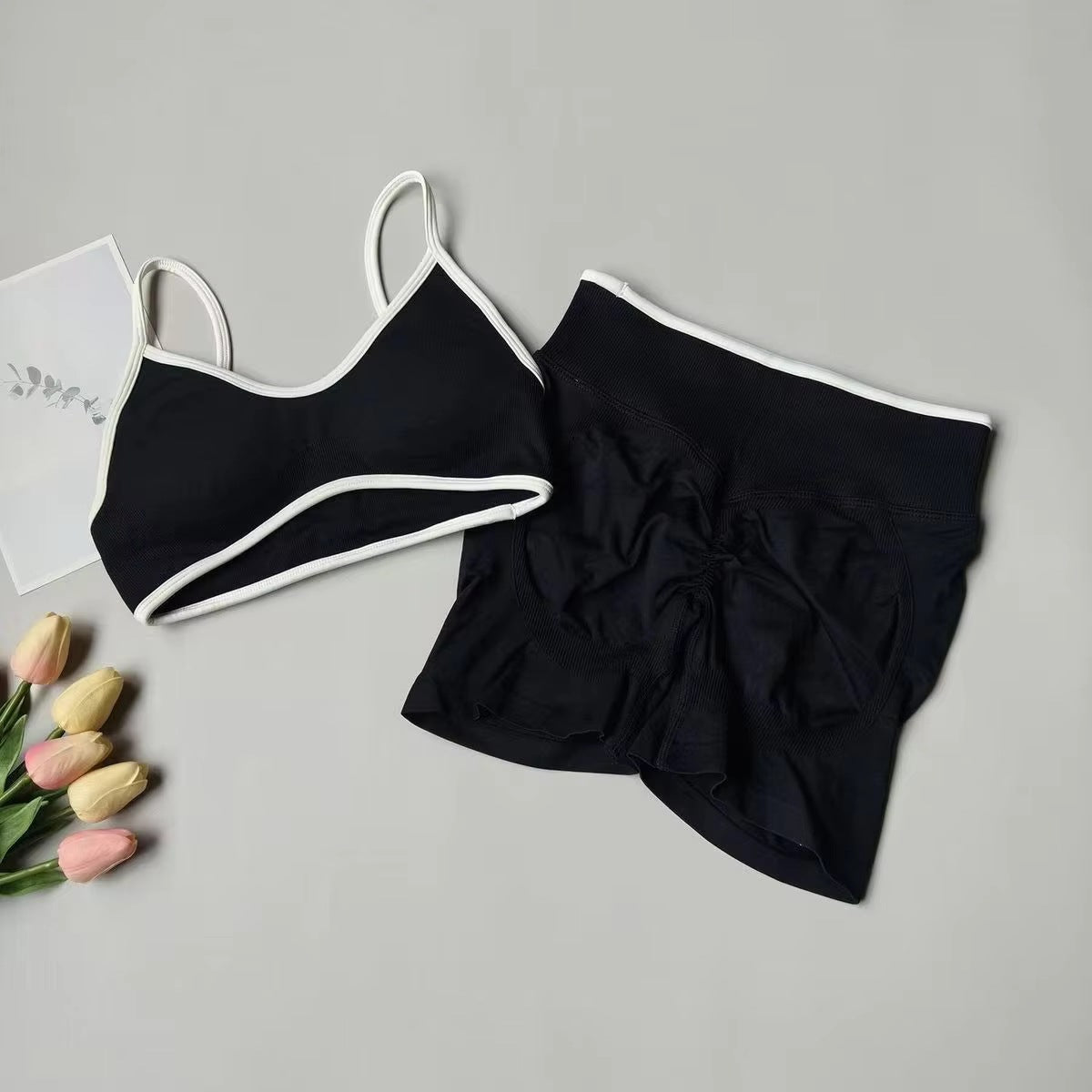 Womens High-Waisted Leggings And Top Two-Piece Workout Set