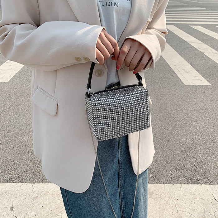 Dame håndtaske med rhinsten, ny mode kæde skulder-/crossbody-taske