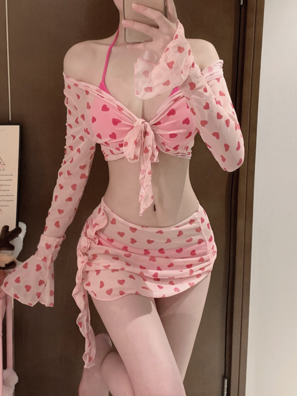 Heart Shaped Bikini Three Piece Set