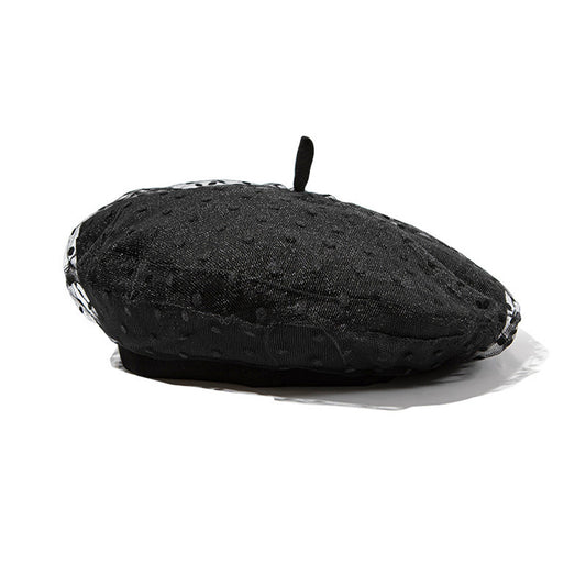 Thin Breathable Lace Mesh Black Beret