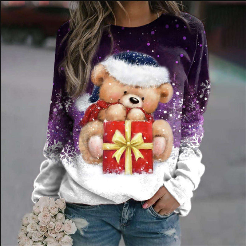 Christmas Women's Sweater 3D Digital Printing Cute Snowman