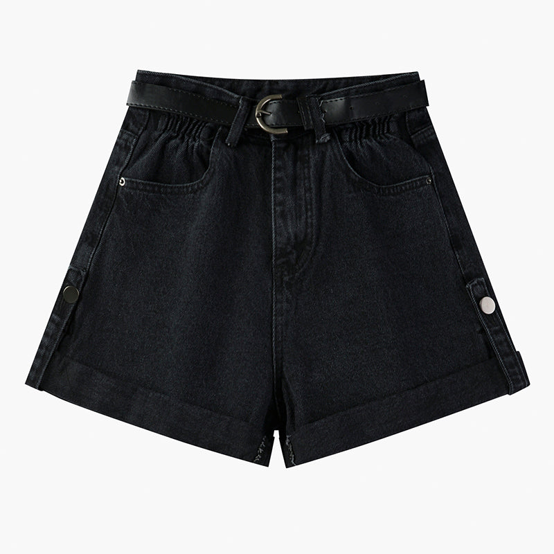 Women's High Waist Curly Denim Shorts