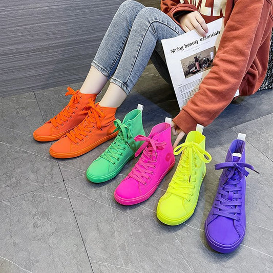 High-top Board Shoe Casual Running Anti-leather Boots Women's Soft Leather