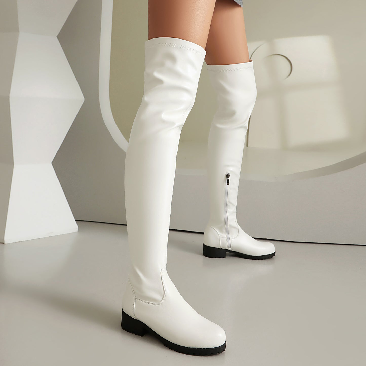 Casual Low-heeled Slimming Stretchy Over-the-knee Boots For Women