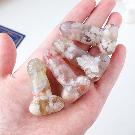 Natural Sakura Agate Ore Carving Crafts