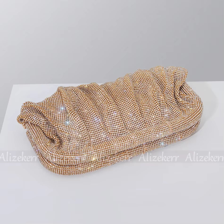 Luxury Rhinestone Evening Clutch Bags for Women - Crystal Folded Purses and Handbags for Weddings and Parties, High Quality Designer Accessories