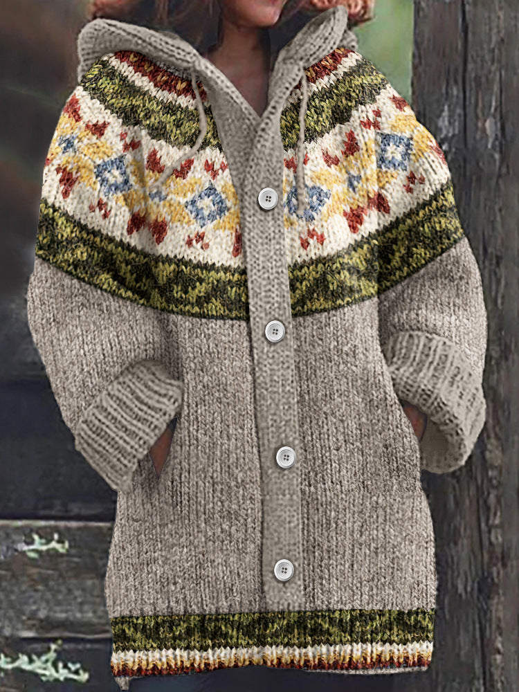 Womens Casual Cape Jacket With Abstract 3D Christmas Print