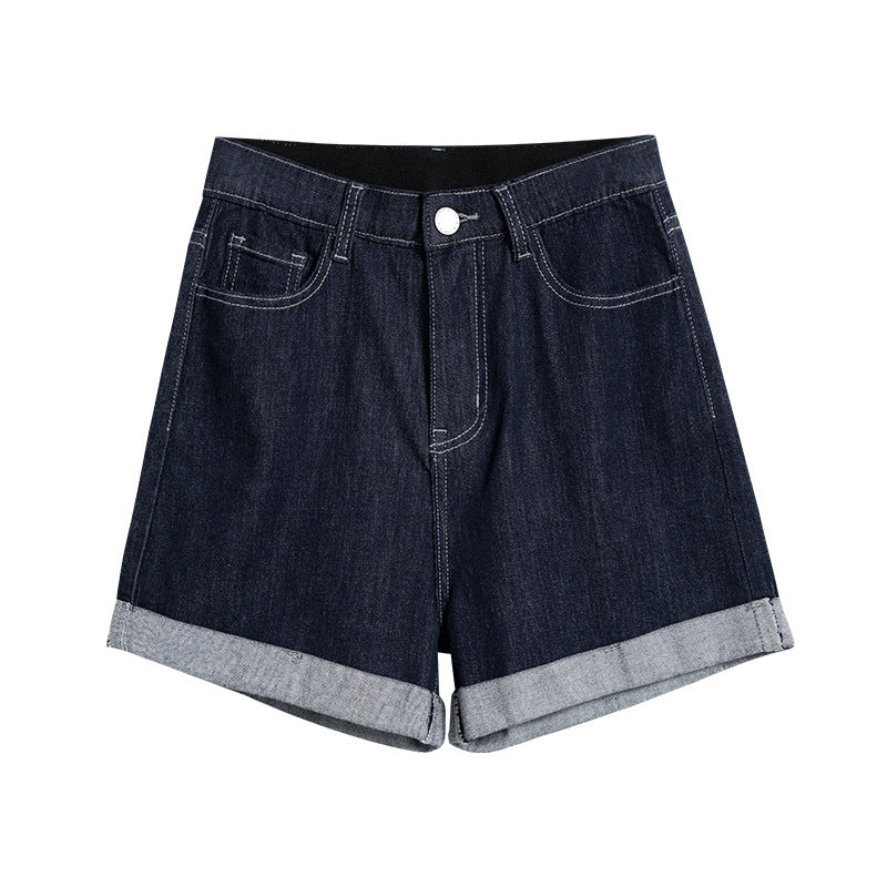 Women's High Waist Loose Rolled Denim Shorts