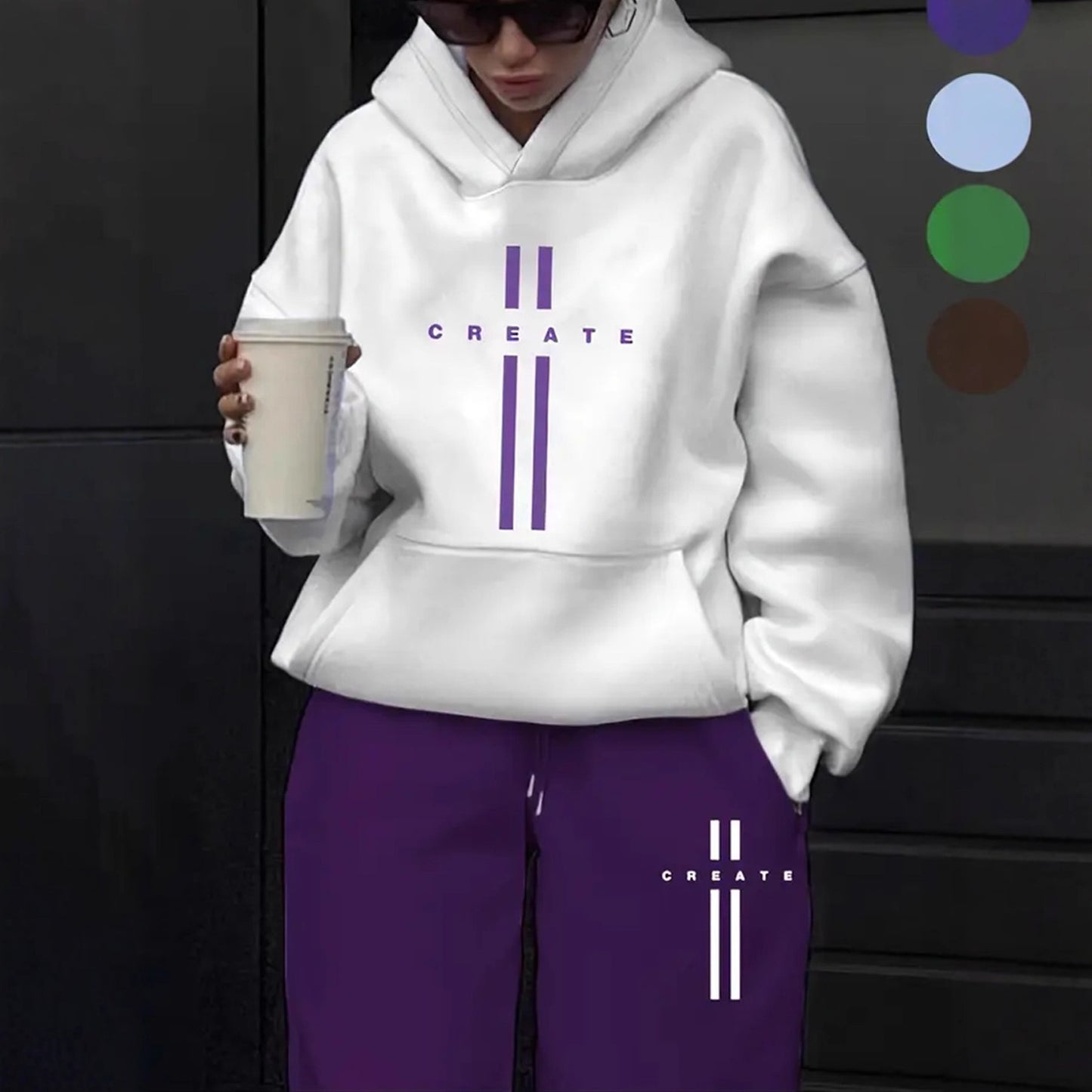 Womens Fleece Winter Hoodie Sweatshirt Set