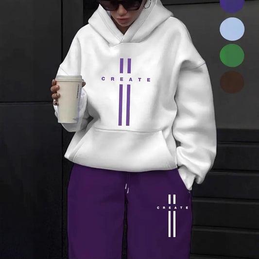 Womens Fleece Winter Hoodie Sweatshirt Set
