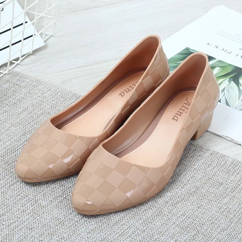 Plaid Pointed Toe Shoes Jelly Casual Shallow Mouth Korean Version