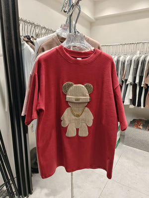 Cartoon Peplum Women's Printed Half Sleeve T-Shirt