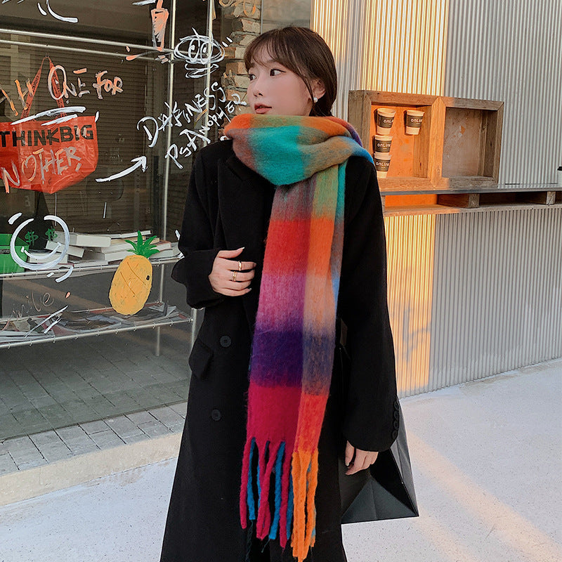 Green Cashmere Like Plaid Soft Waxy Scarf
