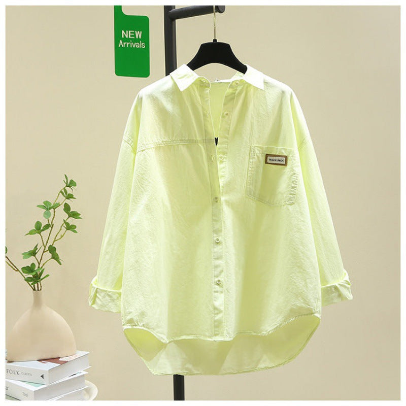 Women's Cotton Long-sleeved Shirt Fashionable Loose Cardigan Shirt