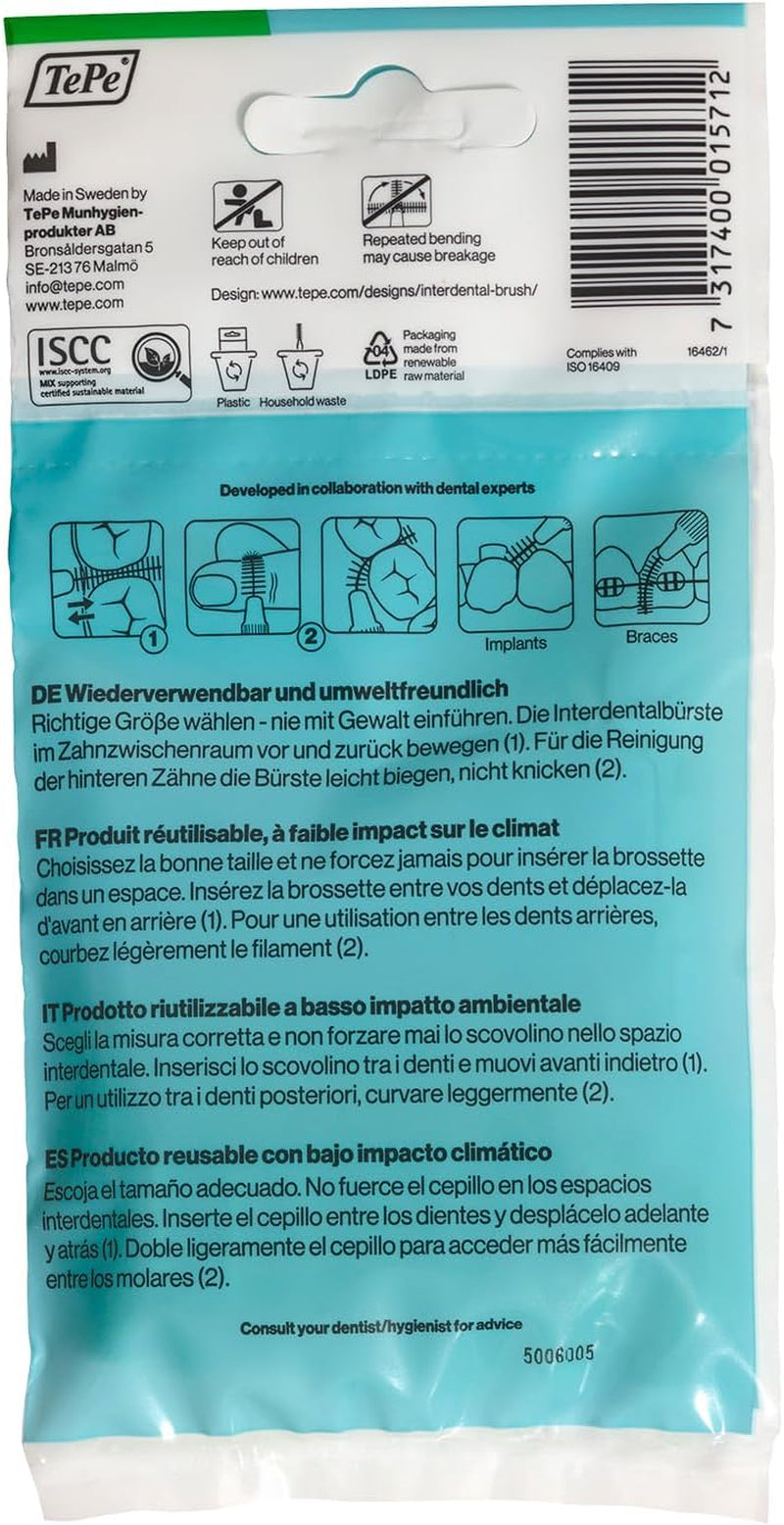 Tepe Interdentalbürste, Original, Grün, 0,8 Mm/Iso 5, 8 Stk., Plaque-Entfernung, Effiziente Reinigung Der Zahnzwischenräume,Für Große Lücken