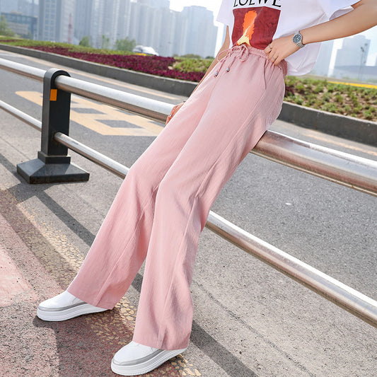 White Wide Leg Pants Female High Waist Drooping Ice Silk Leggings