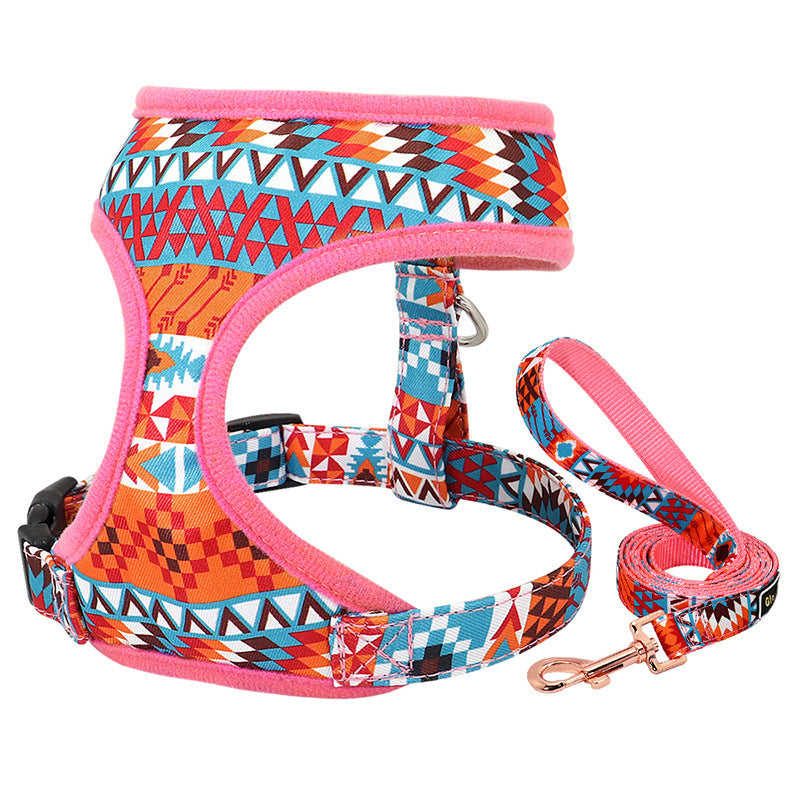 New Plaid Pet's Chest-back Trendy Small And Medium Sized Dog Breathable Chest Strap Dog Traction