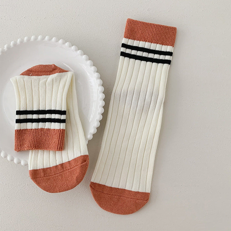Mid-calf Socks In Colourful Japanese College Style Cotton