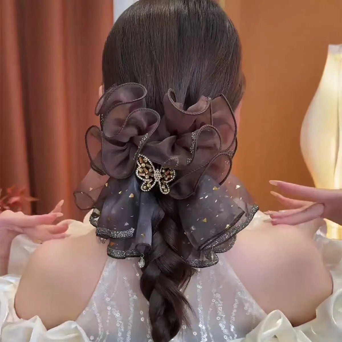 French-style High-end Fluffy Skirt Bow Hair Clip