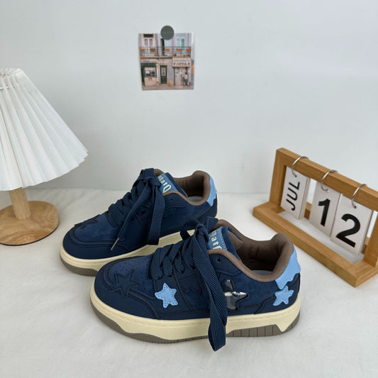 Womens Microfiber Canvas Thick-Soled Casual Sneakers