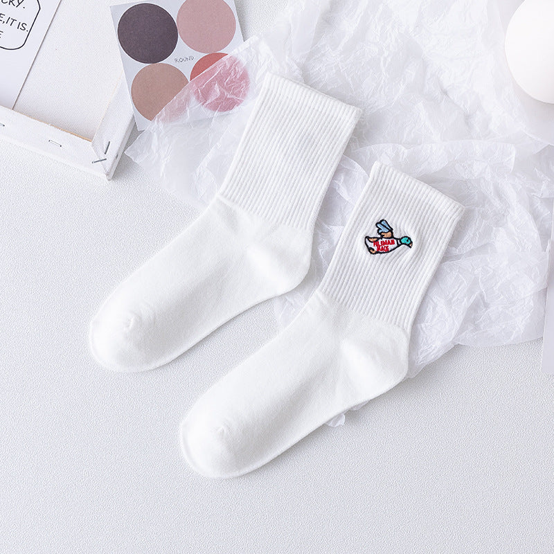 Solid Sock Embroidery Polar Bear