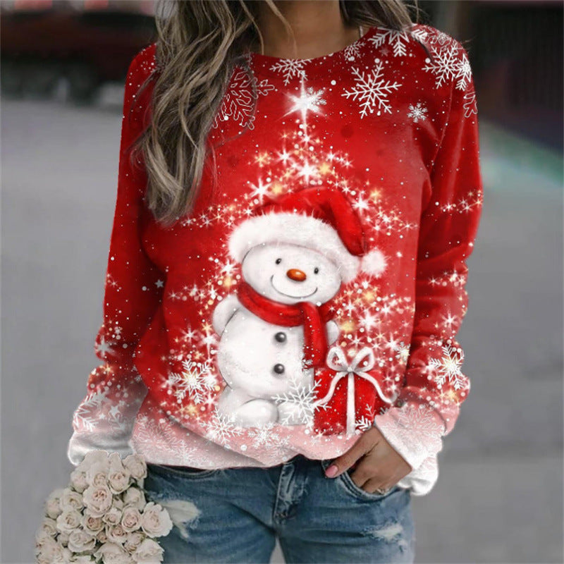 Christmas Women's Sweater 3D Digital Printing Cute Snowman