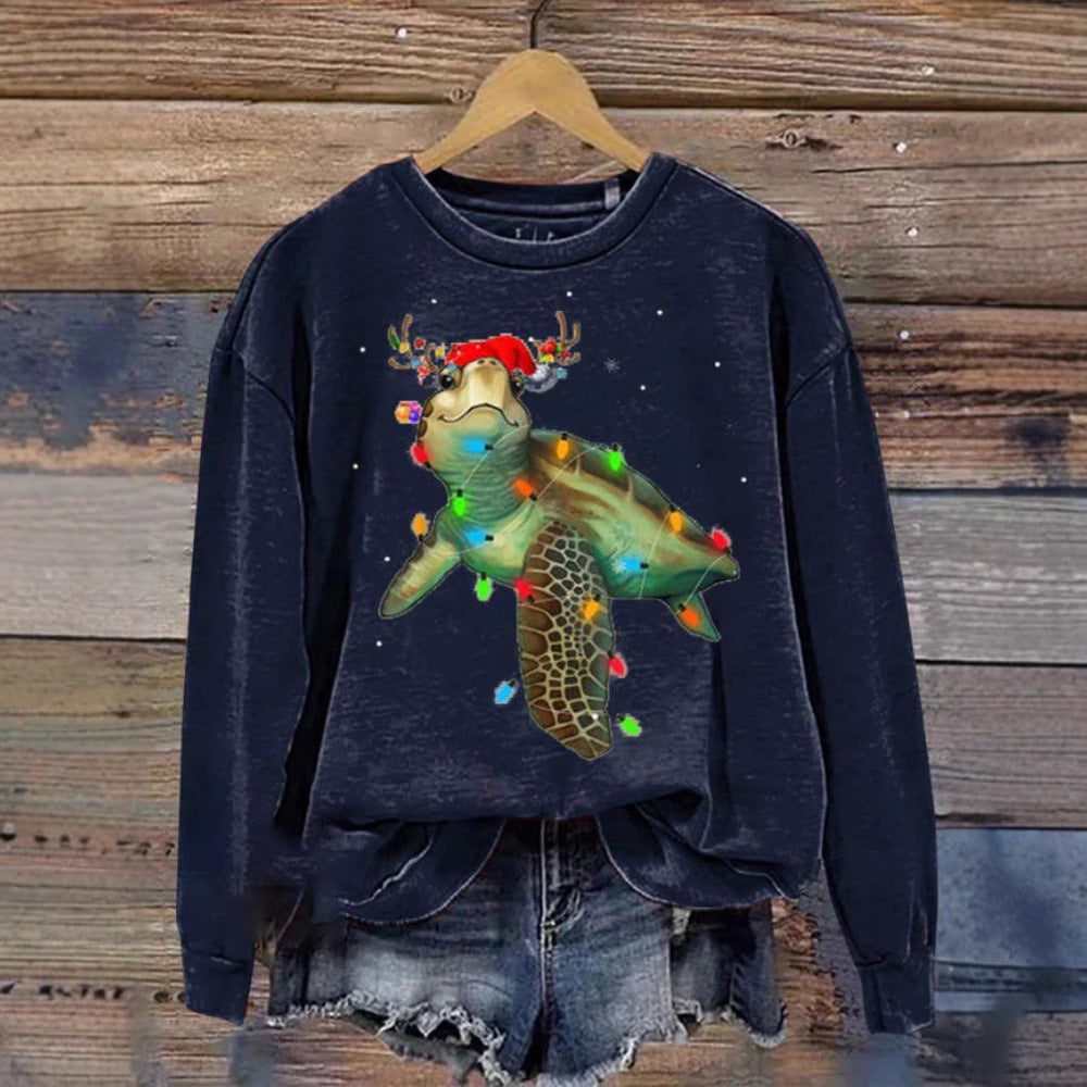 Dametrøje 3D Digital Jule-serie Printet Rundhals Sweatshirt