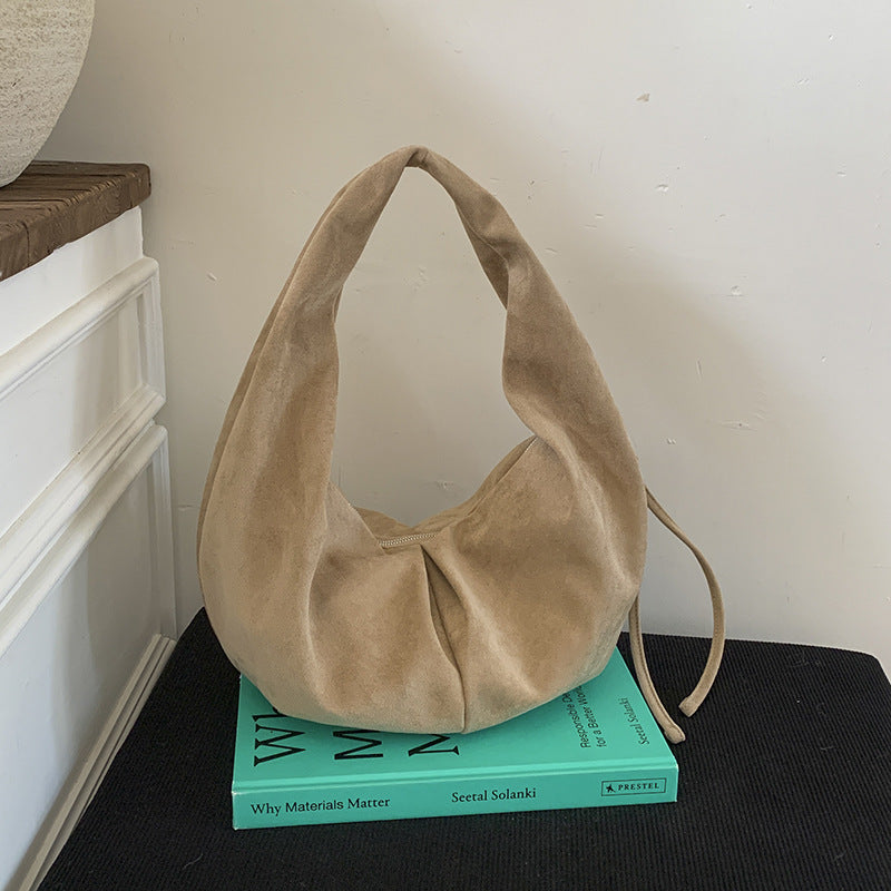 Suede Retro Minimalist Casual Pleated Tote Bag