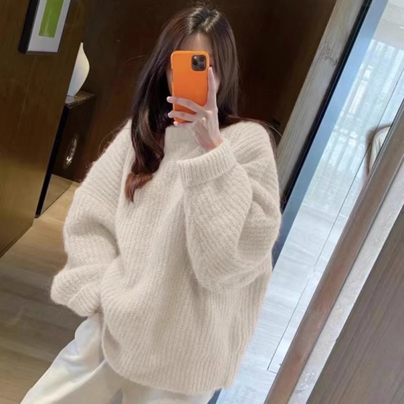 Top Loose And Lazy Style Soft Glutinous Sweet Knitted Sweater