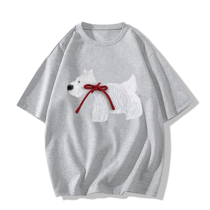 Gray Cotton Short-sleeved Small Design