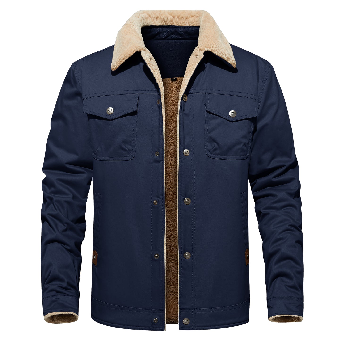 Men's Winter Jacket Lined Sherpa Jacket Warm Trucker Coat Multi Pocket
