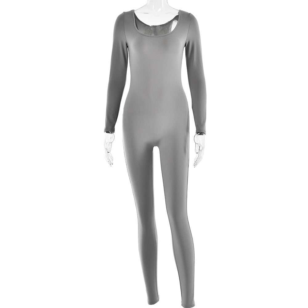 Soft High Elastic Long Sleeve Tights U-collar