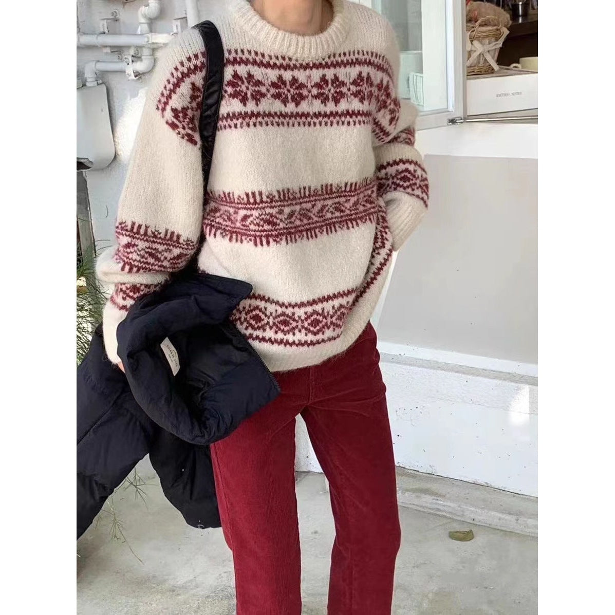 New Vintage Ethnic-style Sweater For Womenloose-fitting And Versatile For Fall And Winter