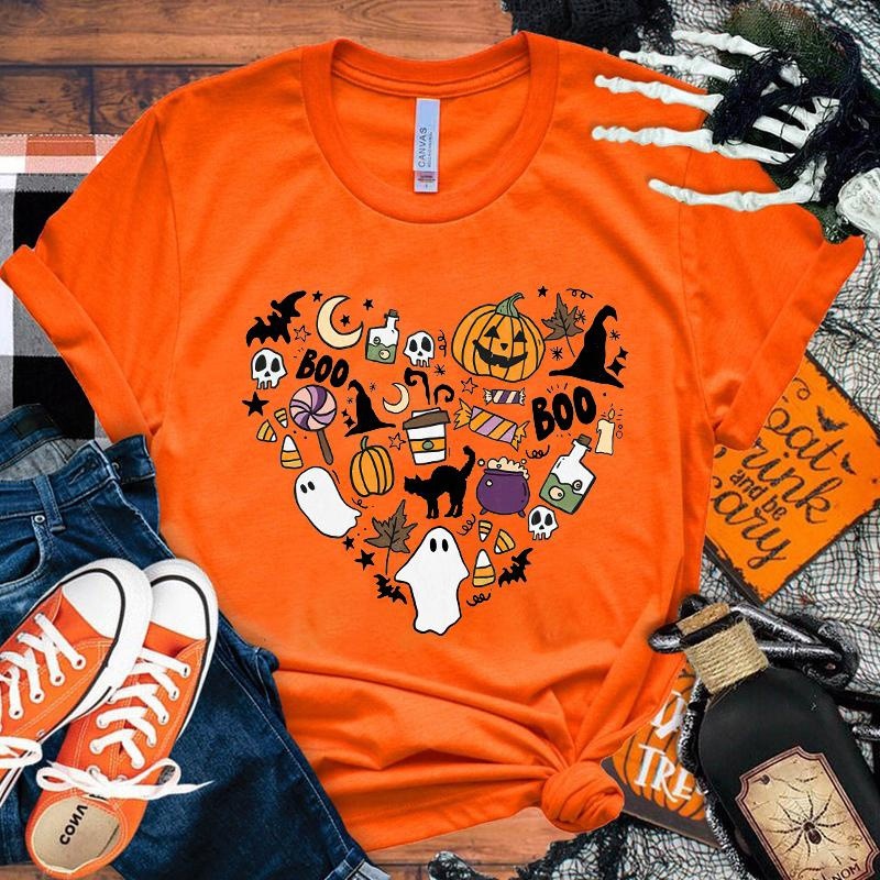 Halloween Boo Græskar Kærlighed T-shirt Mænd Kvinder