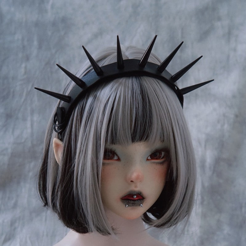 Dark Punk Handmade Imitation Leather Exaggerated Rivet Headband