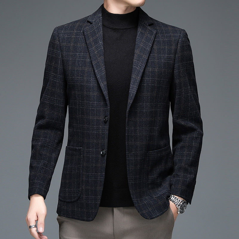 Mens Stylish Business-casual Plaid Blazer