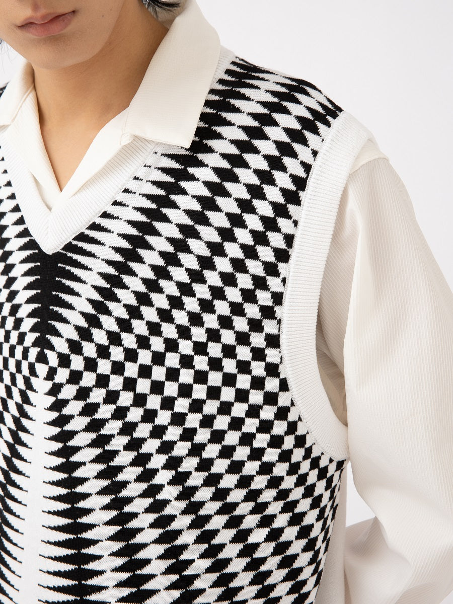 Fashion Brand Japanese Retro V-neck Sweater Vest Abstract