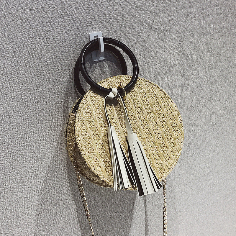 The New Korean Small Round Bag Made Of Grass Single Shoulder Bag Simple