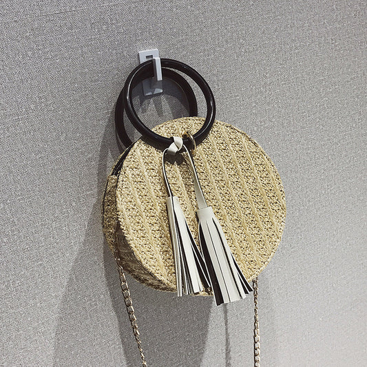 The New Korean Small Round Bag Made Of Grass Single Shoulder Bag Simple
