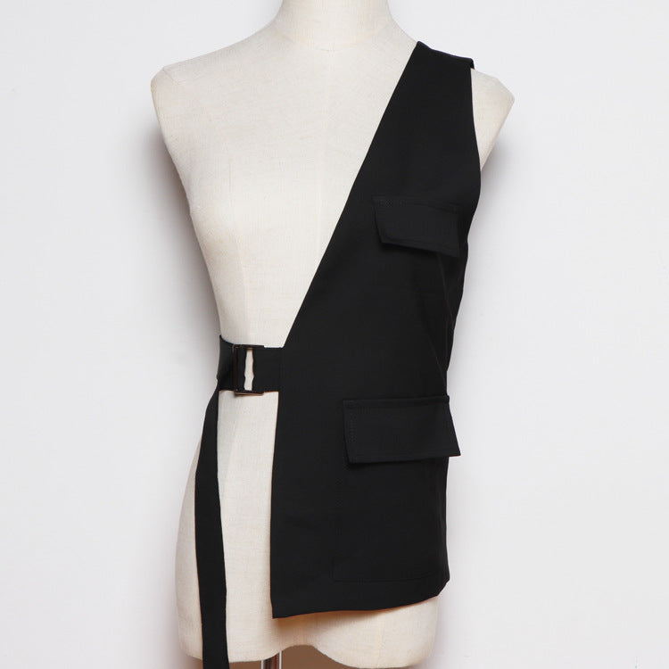 Women's Summer Special-interest Design Shoulder Irregular Waist Seal Vest