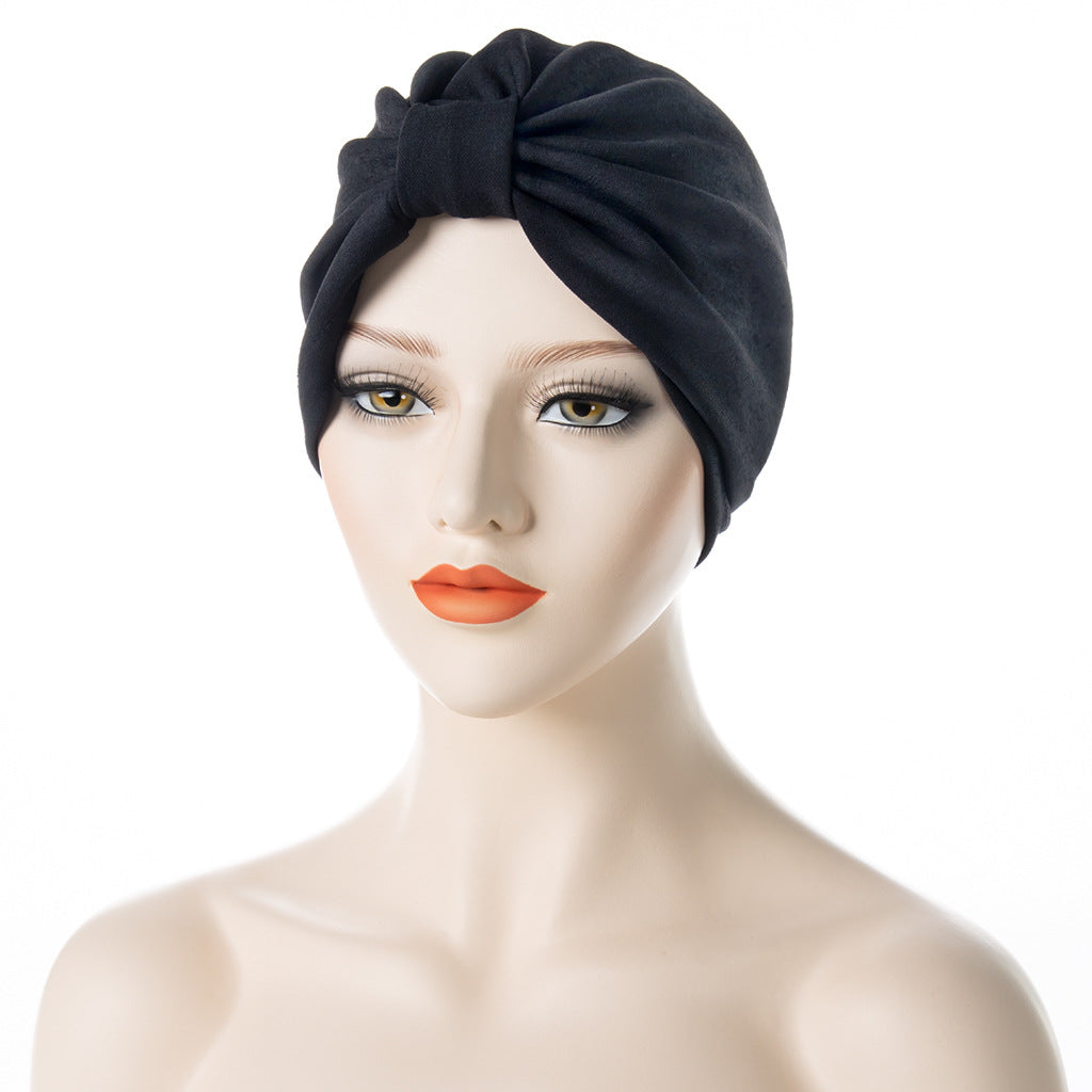Solid Color Hooded Women's Bottoming Bow Turban