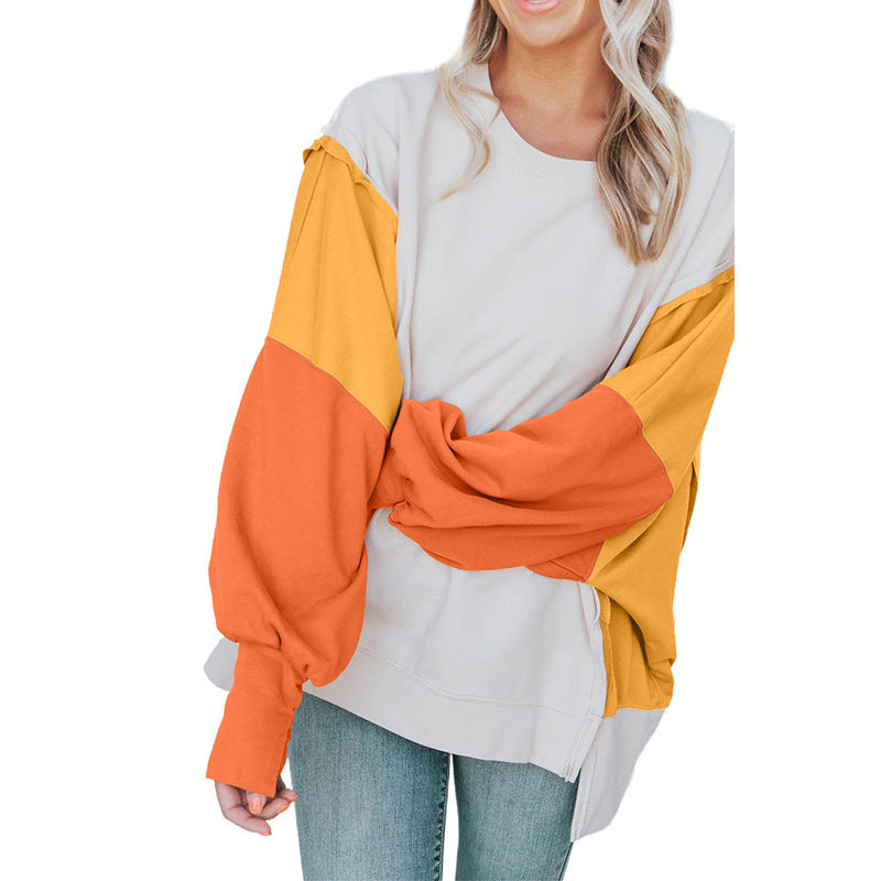 Ladies New Color Matching Long-sleeved Sweater