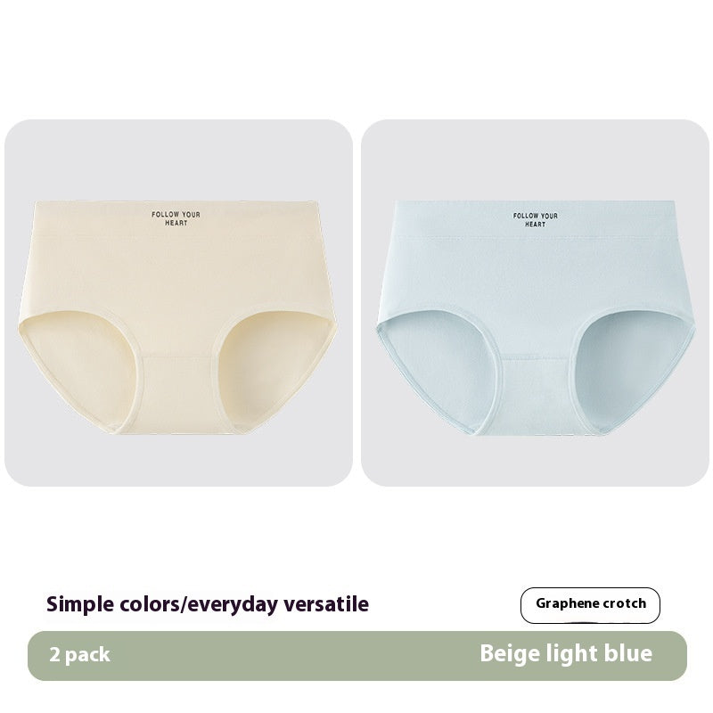 Antibacterial Women's Cotton Underwear Printed Mid Waist