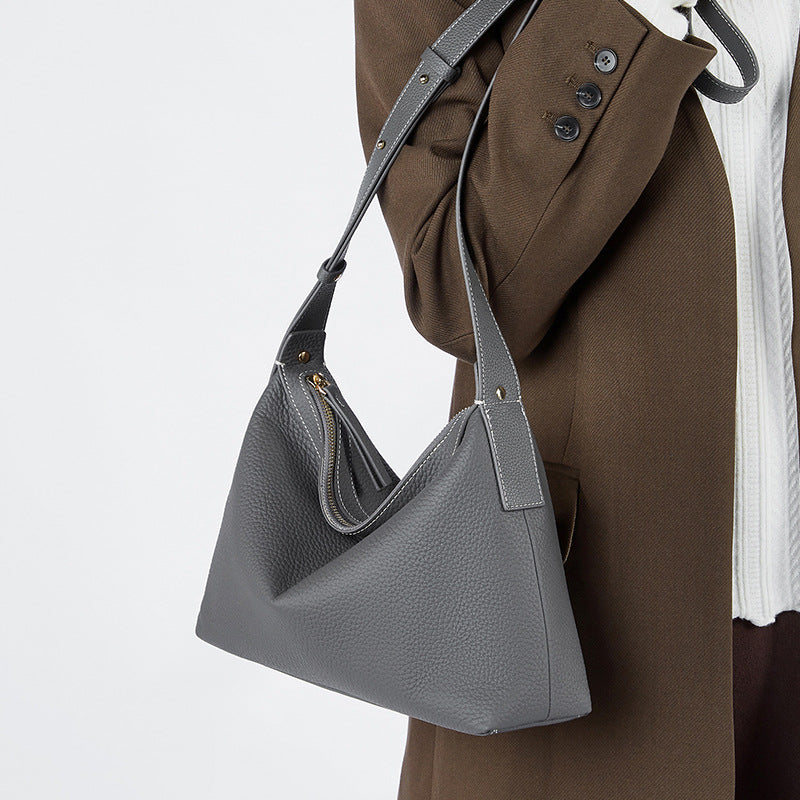 High-grade Sentong Qin All-match Special-interest Design Genuine Leather Shoulder Messenger Bag
