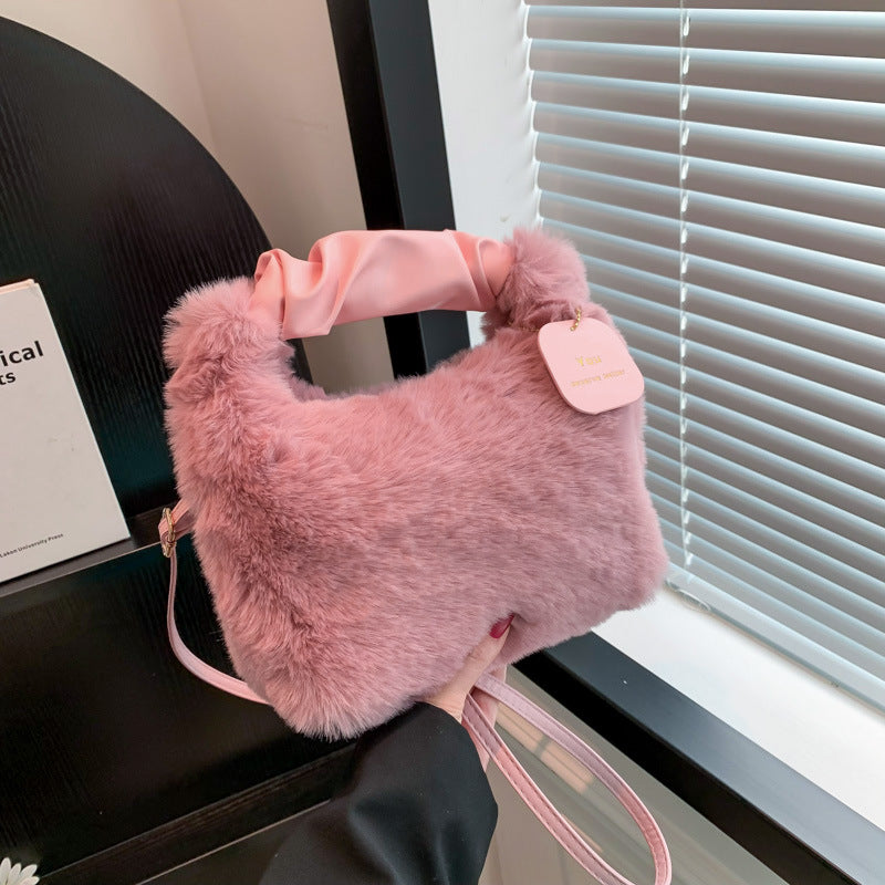 Women's Plush Pleated Handbag